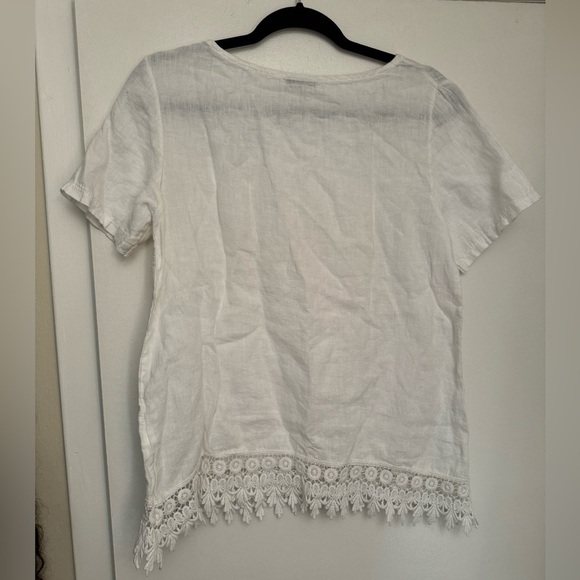 Terzo Millenio White Linen Top Lagenlook size small - Picture 5 of 8